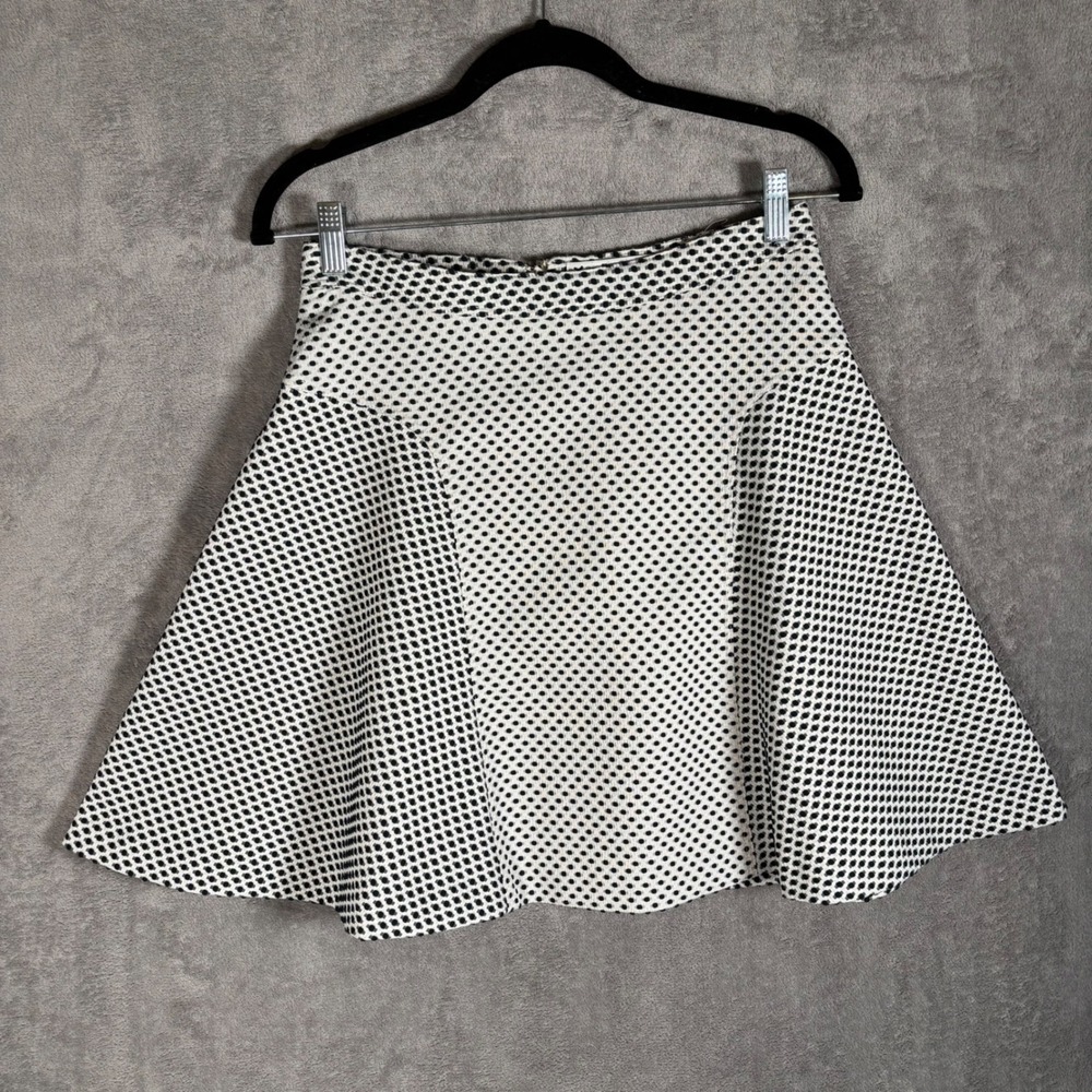 Yoana‎ Baraschi Skater Skirt Size 8 Black White Dot Made in USA Retro Chic Y2K